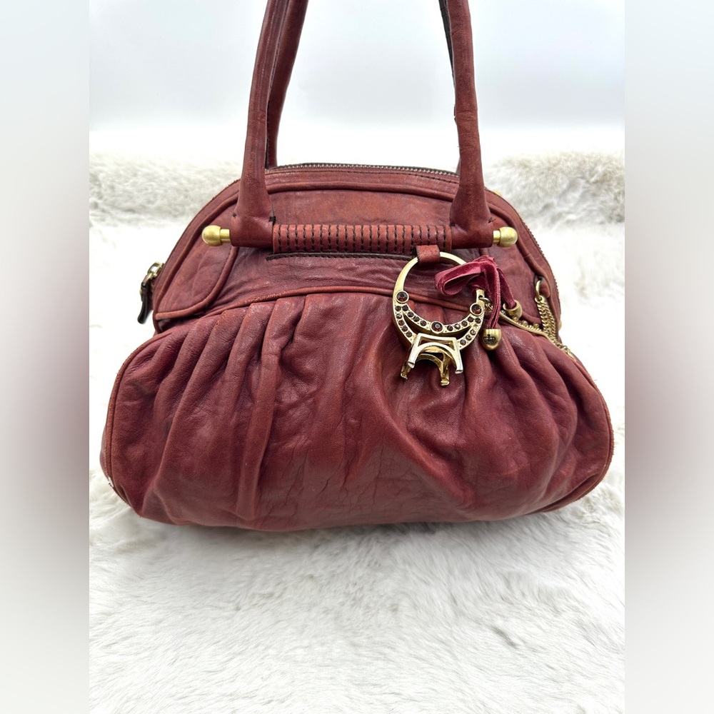 Y2K Juicy Couture engagement ring Leather Tycoon Satchel‎ Bag burgundy
